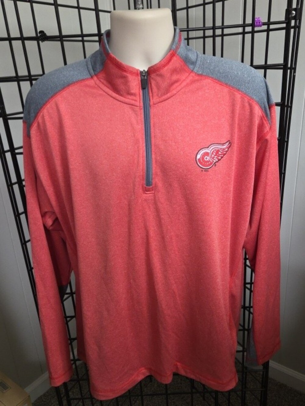 Detroit Red Wings Pullover Men XL NHL Hockey 1/4 Zip Jacket Shirt Pockets